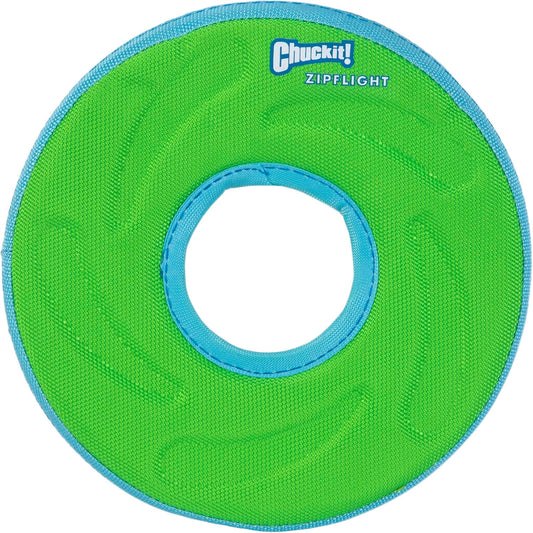 Chuckit! Amphibious ZipFlight Floating and Flying Disc Dog Toy, Medium (8.5"), Assorted Colors (Orange And Blue/Green and Blue)