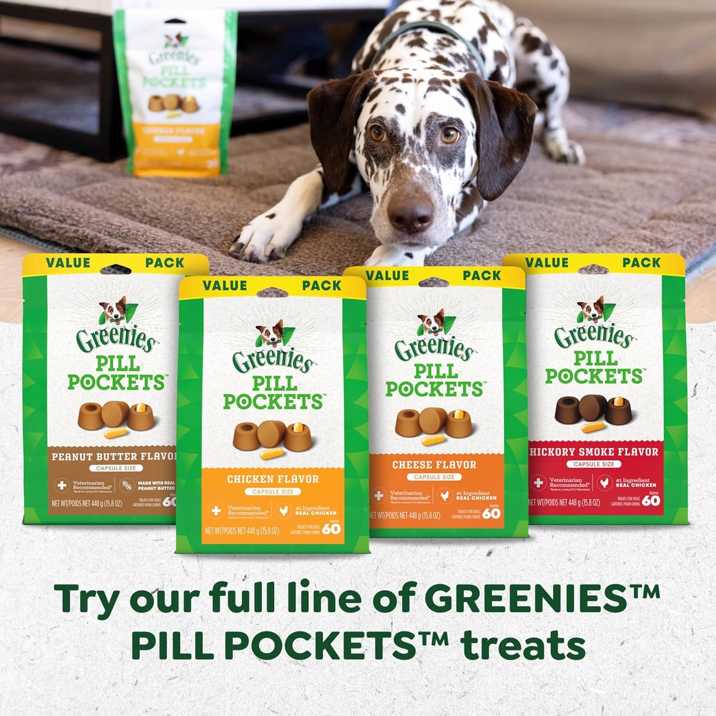 Greenies Pill Pockets for Dogs, Large Size Soft Dog Treats, Peanut Butter Flavor, 15.8 oz. Pouch