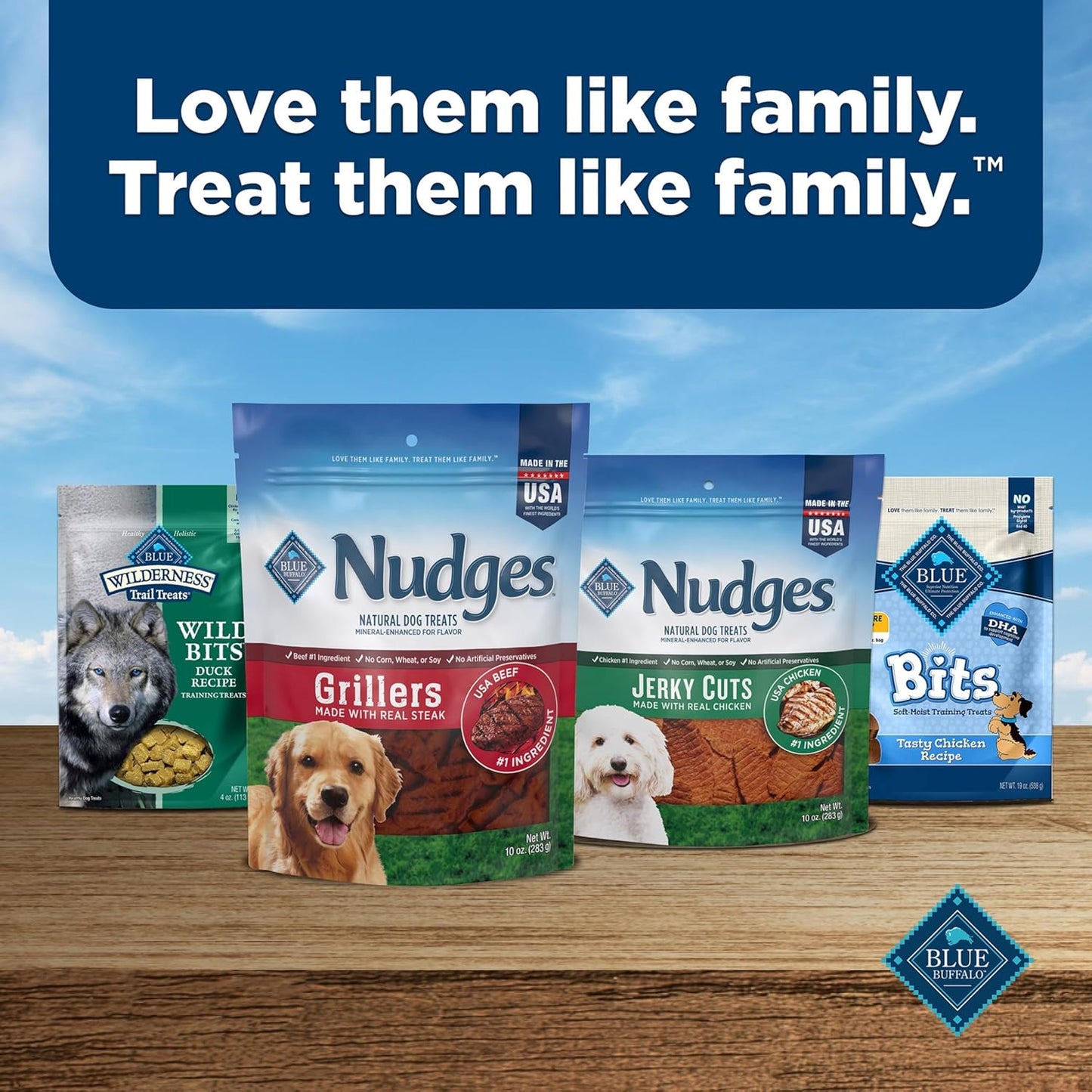 Blue Buffalo Nudges Grillers Natural Dog Treats, Made in the USA with Real Steak, 16-oz Bag