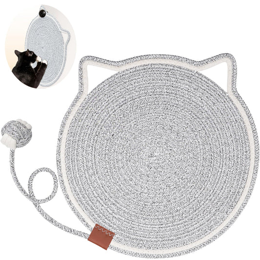 Cat Scratcher Mat, Natural Cotton Rope Cat Scratch Pad, 15.7'' Round Horizontal Floor Cat Scratching Pads for Indoor Cats, Cat Furniture Protector for Wall, Couch, Carpets, Sofas