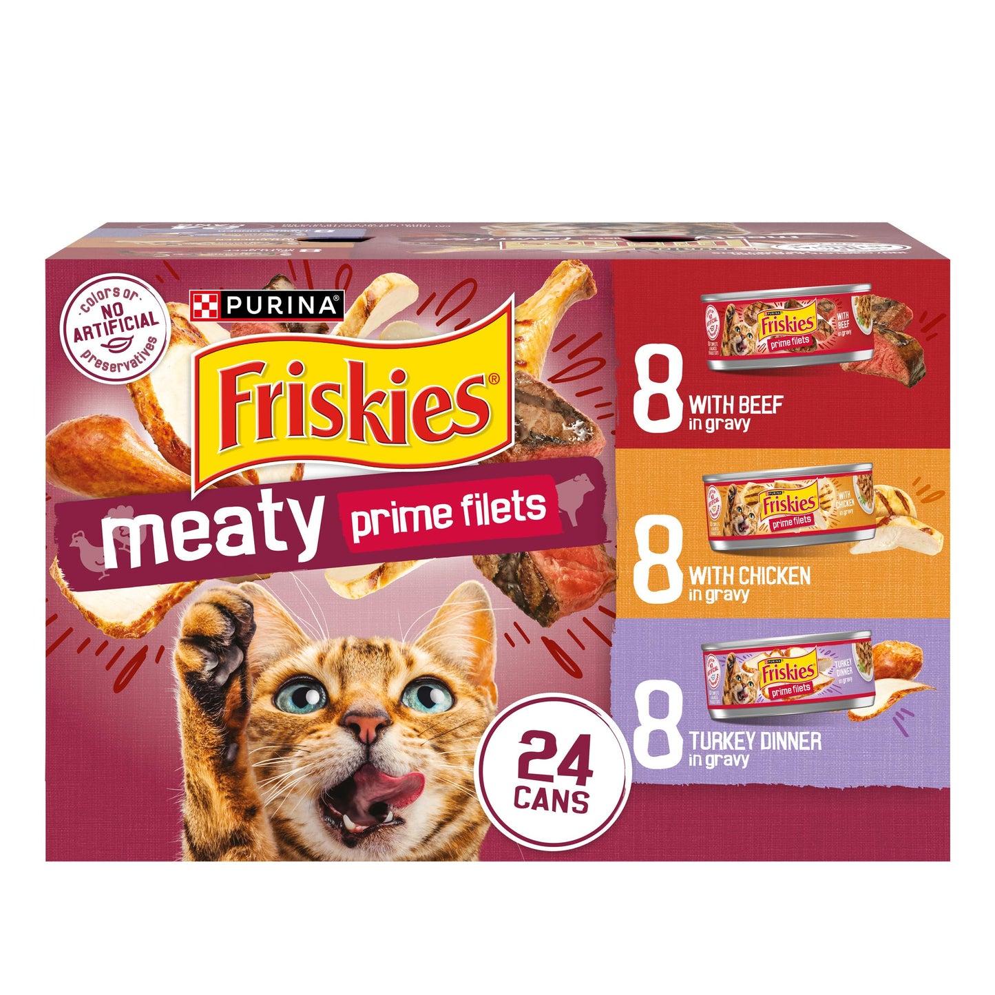 Purina Friskies Gravy Wet Cat Food Variety Pack,  Filets Meaty Favorites - (Pack of 24) 5.5 oz. Cans