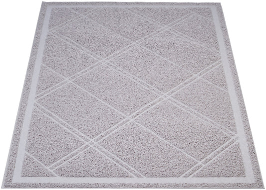 Basics Less-Mess Litter Trapping Cat Litter Box Mat, Soft on Kitty Paws, Waterproof, Scatter Control, 24" x 35", Grey
